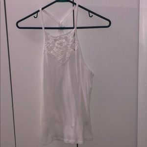 White Cropped Floral Tank